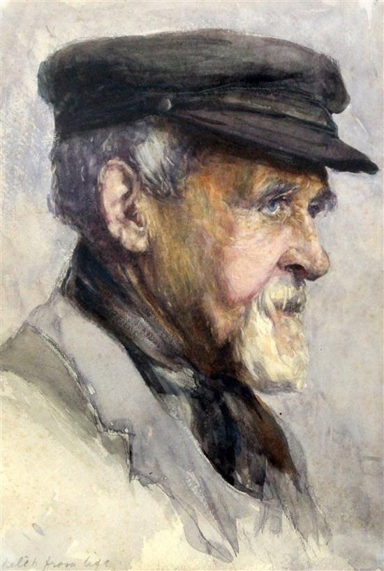 Attributed to Stanhope Alexander Forbes (1875-1947) Portrait of a fisherman 13.5 x 9.5in.